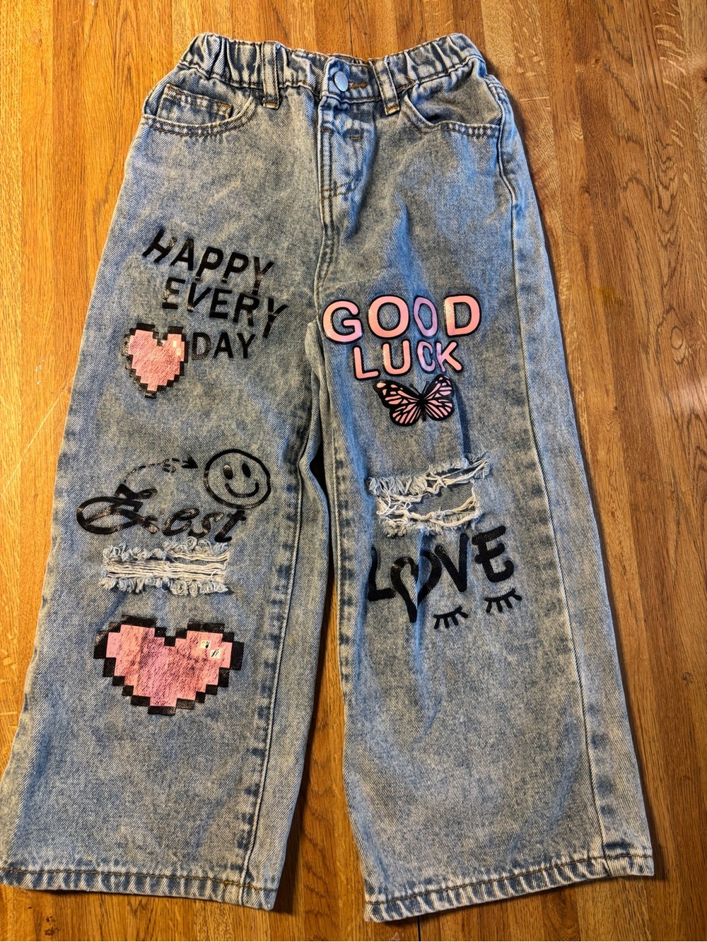 Girls Patch Denim Jeans Sz 6